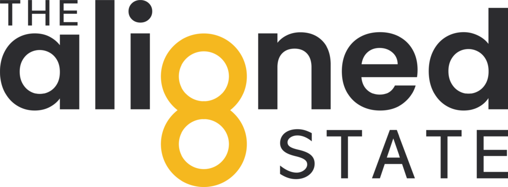 The aligned state Dark and yellow logo